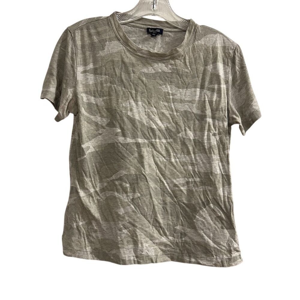 Splendid Women's Camo Print Tee Gray Short Sleeve Size S Casual